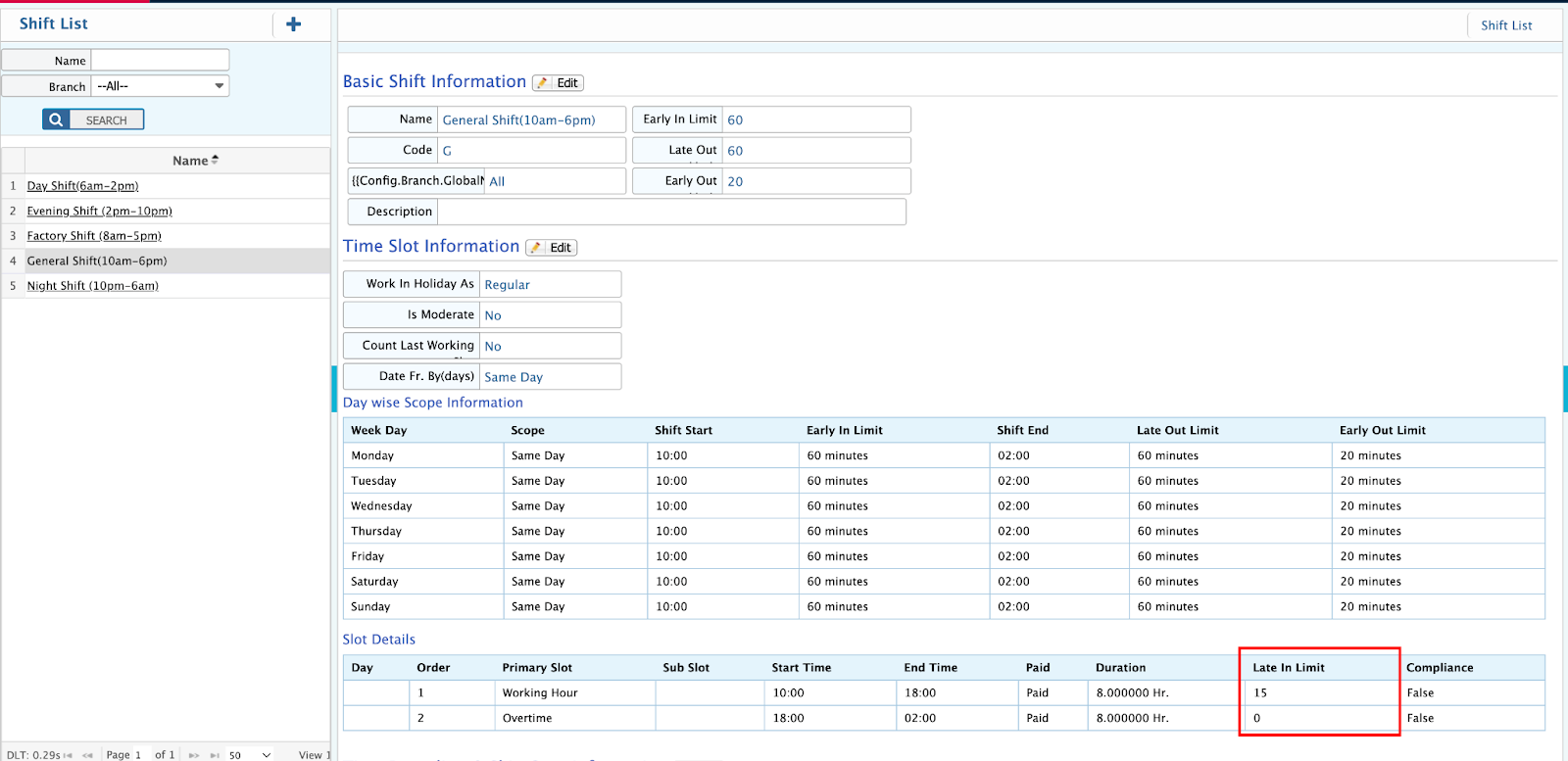 Late Limit Configuration